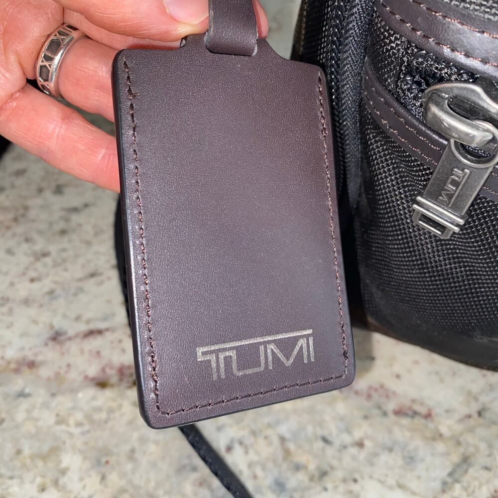 TUMI $399 Alpha Bravo Andersen Slim Commuter Briefcase Ballistic Black Brown EUC - Picture 11 of 16